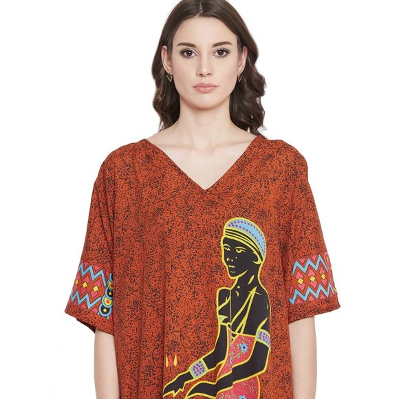 Gypsie Blu Plus Size Polyester Caftan Maxi V-Neck Dress Kimono Sleeve for Womens - Picture 8 of 10